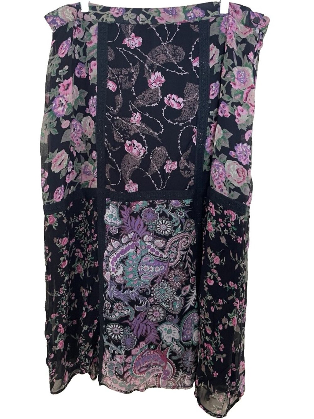 Requirements Midi Skirt Large Petite Floral Patchwork Vintage NEW OLD STOCK